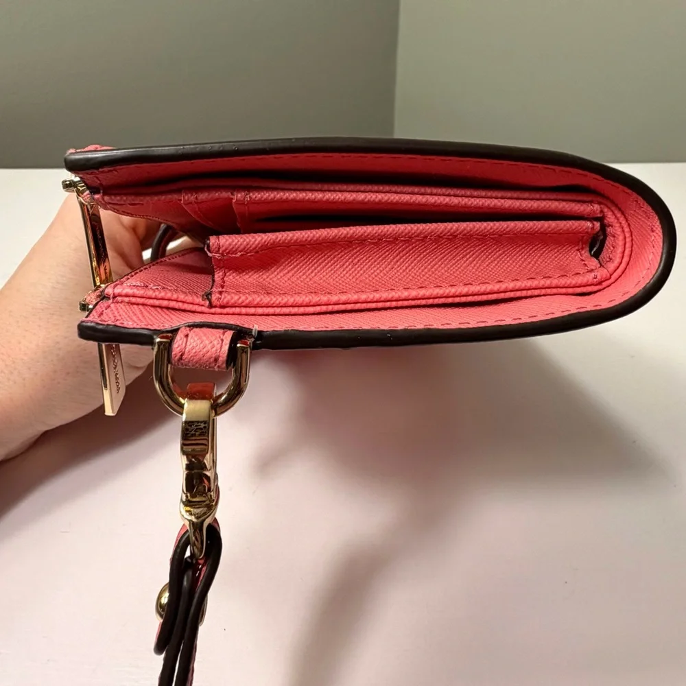 Michael Kors Pink Coral Saffiano Leather Wristlet Wallet - Picture 5 of 8